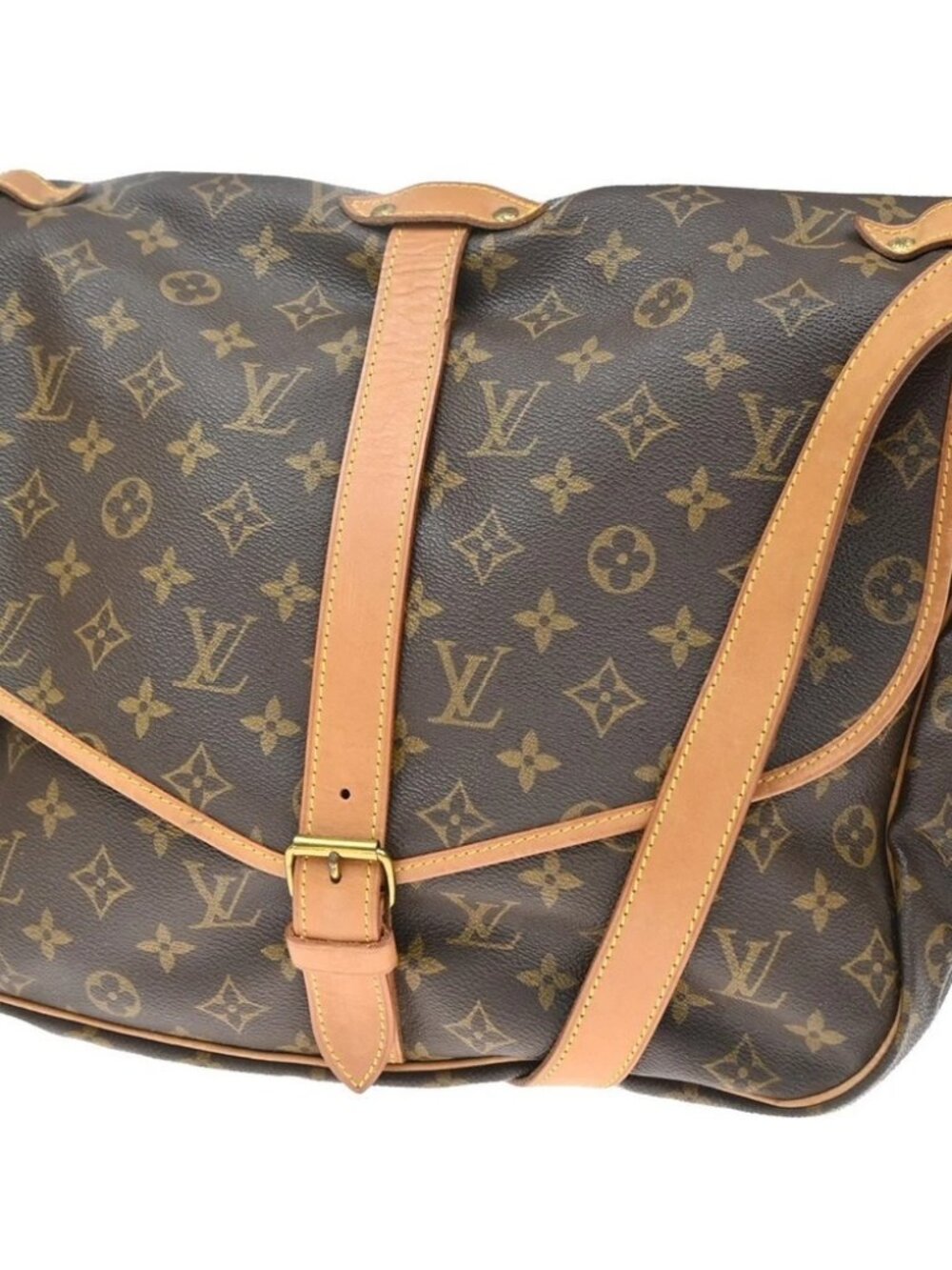 LOUIS VUITTON Saumur 35 Shoulder Bag Monogram Leather Brown M42254 14YJ556